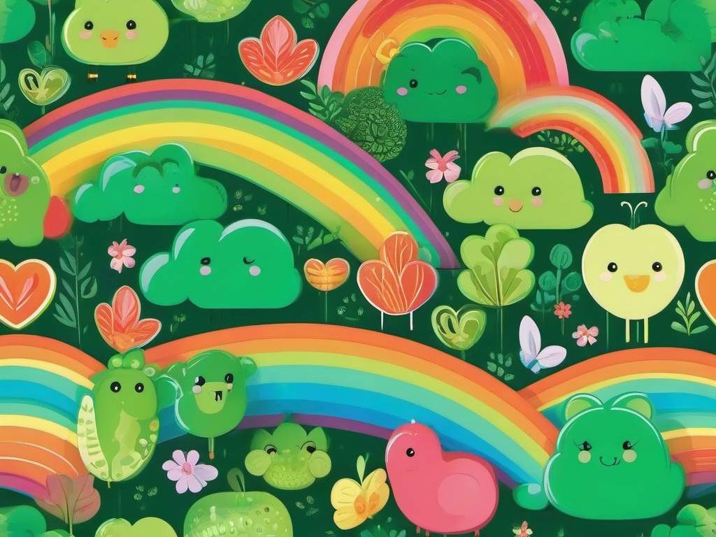 Green Rainbow Friends Background  