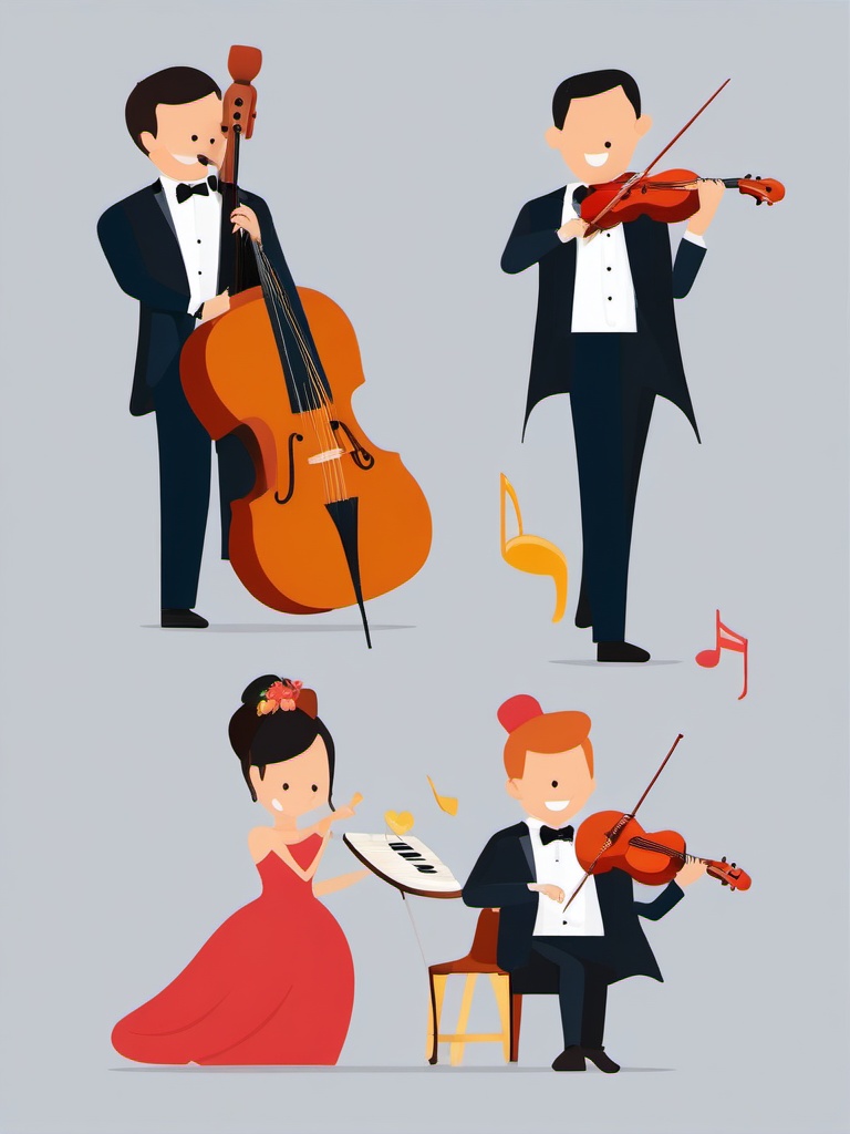 Wedding Music clipart - Musicians at the wedding, ,vector color clipart,minimal