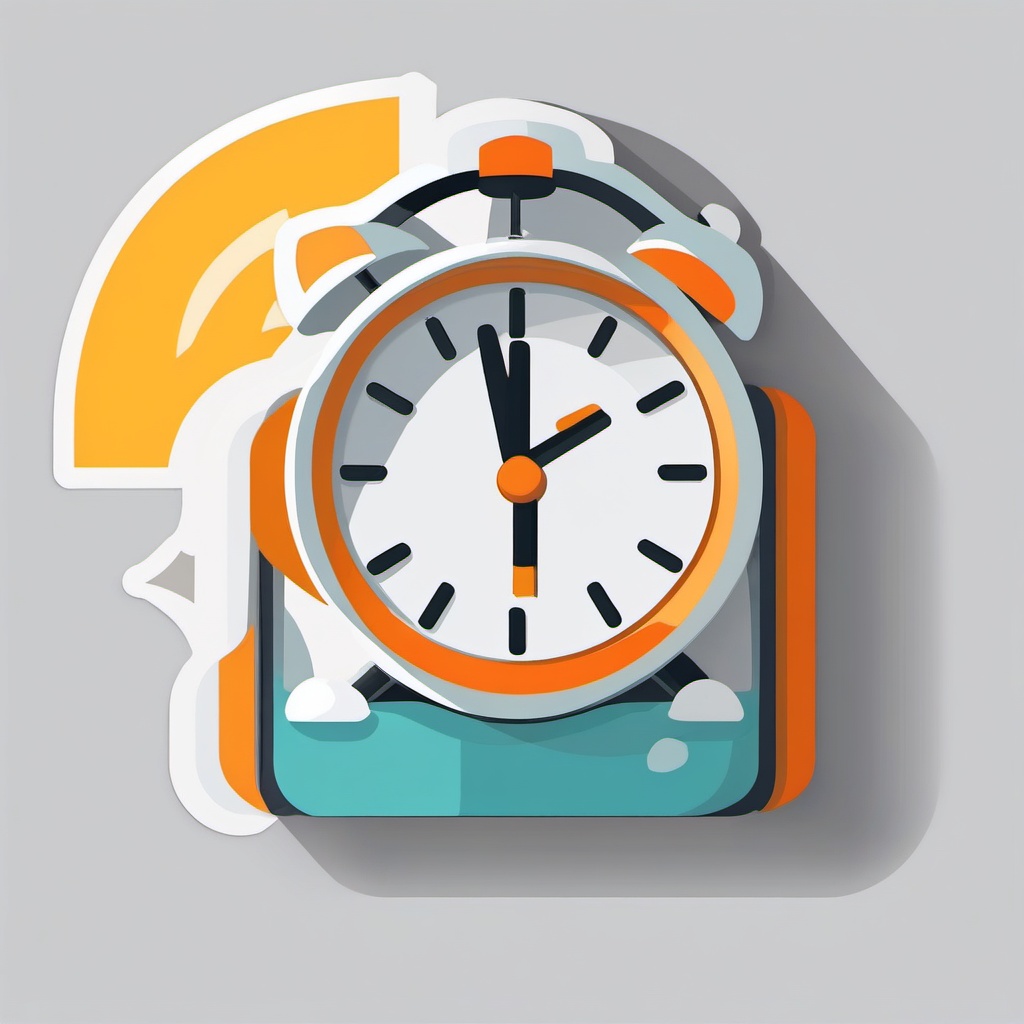 Alarm Clock Sticker - Waking up on time and staying punctual with the reliable alarm clock, , sticker vector art, minimalist design