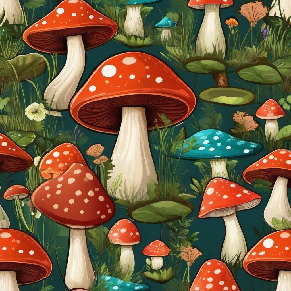 Mushroom clipart - cartoon mushrooms with eyes  