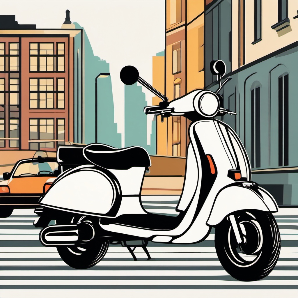 Moped Clipart - A moped scooter for a quick city commute.  color vector clipart, minimal style