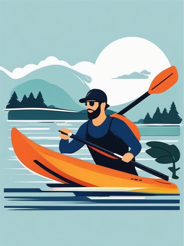 Kayaking Adventure clipart - An adventurous kayaker on the lake., ,vector color clipart,minimal