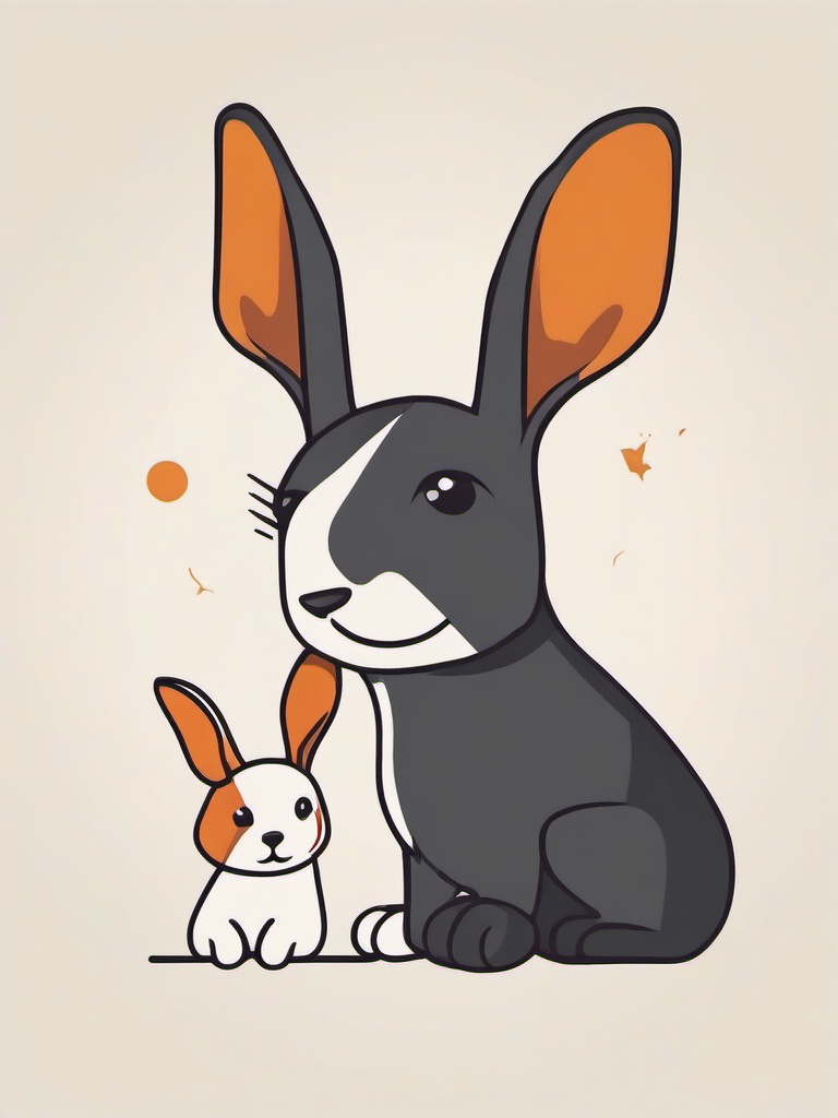 dog and rabbit tattoo  minimalist color tattoo, vector