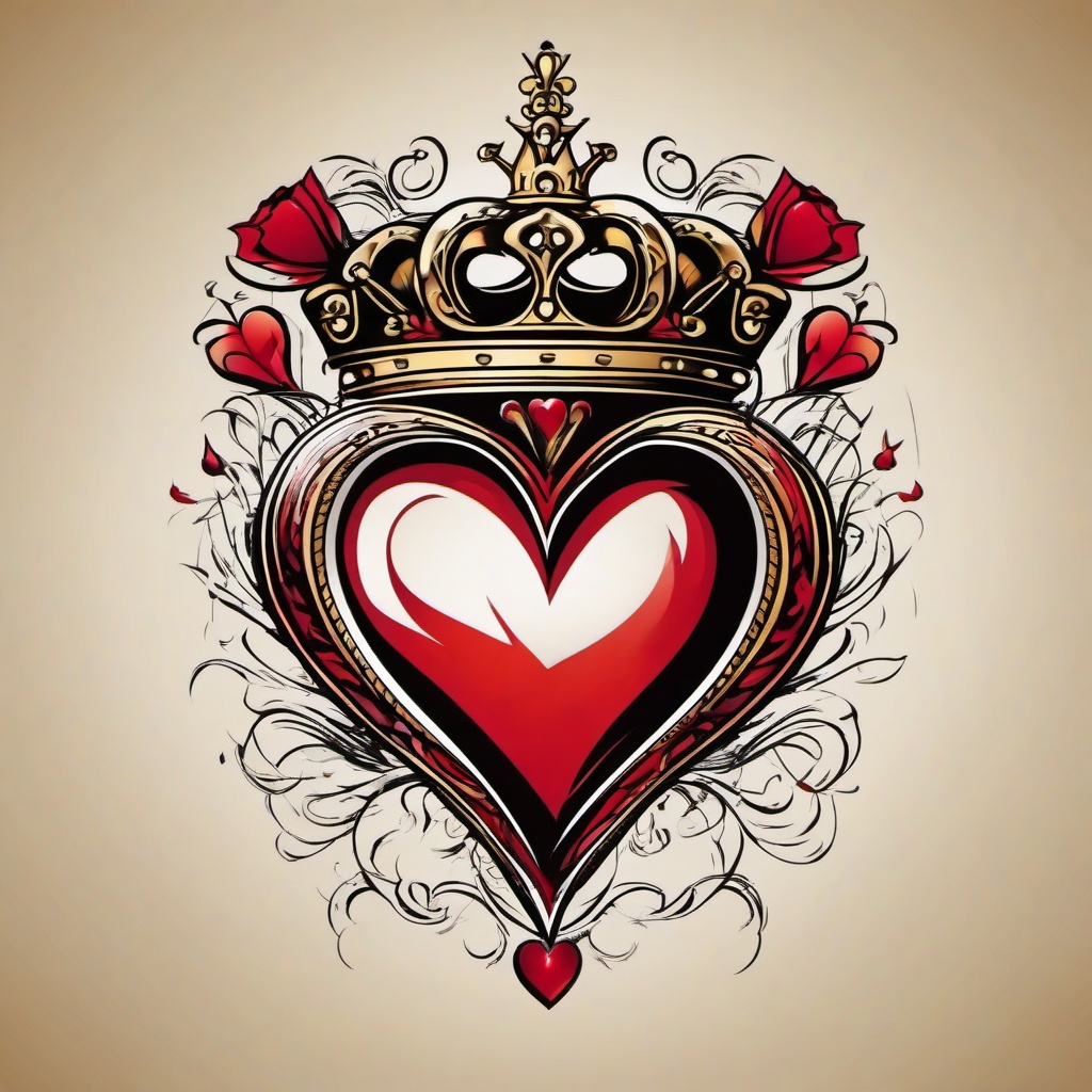 queen heart tattoo  simple vector color tattoo