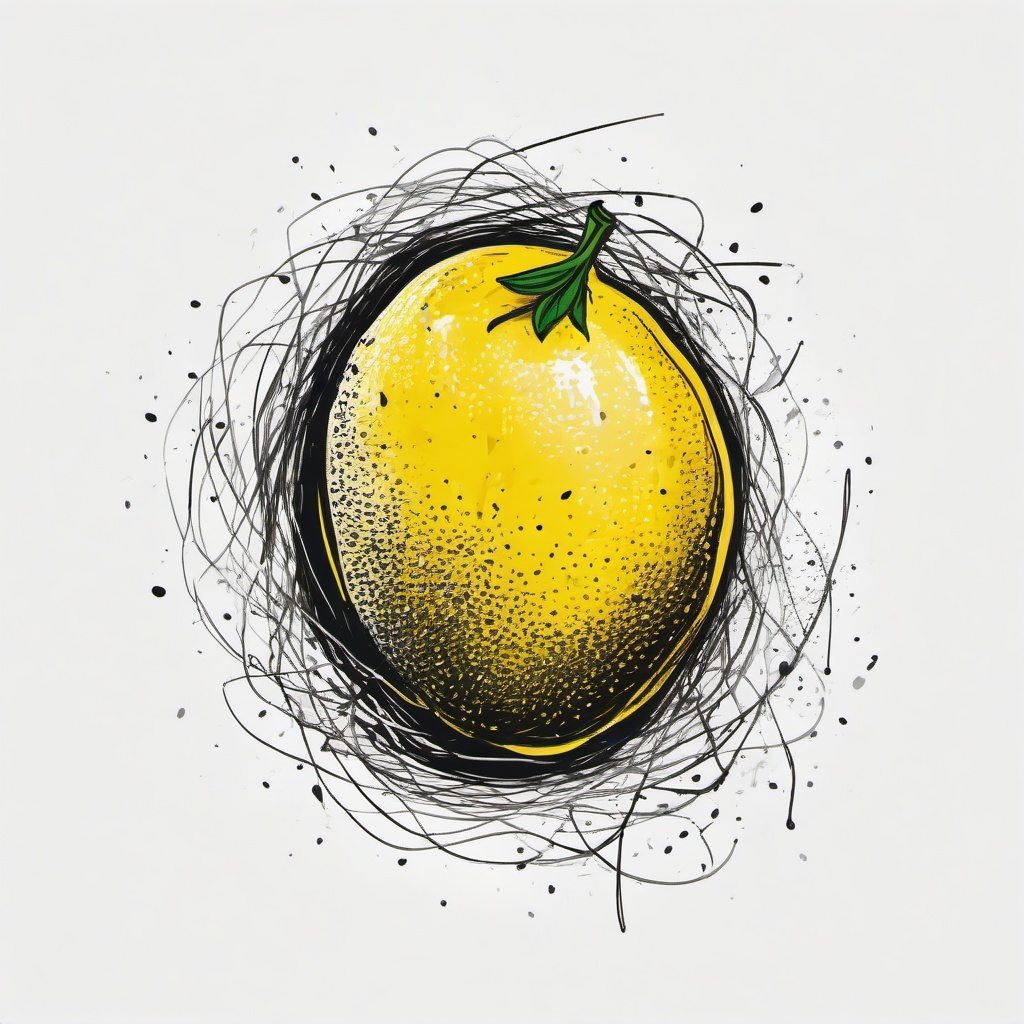 drawing of a lemon with zest  minimal rough sketch scribbles,doodles,black and white