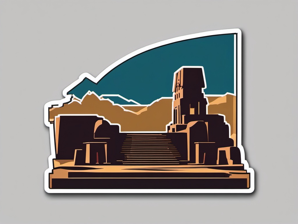 Tiwanaku Ruins sticker- Archaeological site of an ancient Andean civilization in Bolivia, , sticker vector art, minimalist design