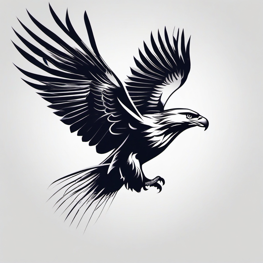 Eagle Fly Tattoo - Soaring eagle  minimal tattoo design, white background