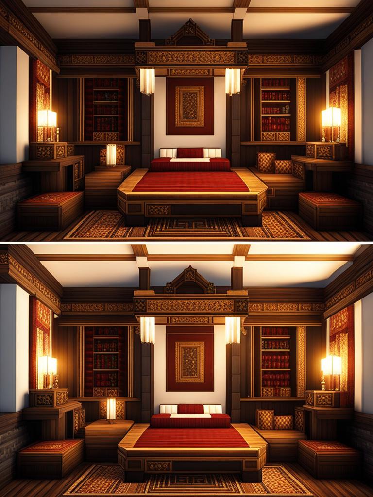 noble's chamber with opulent furnishings and tapestries - minecraft house design ideas minecraft block style