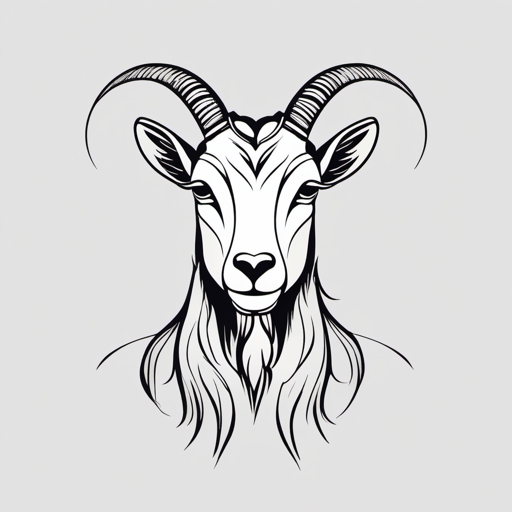 Simple Goat Tattoo - An uncomplicated and straightforward tattoo featuring a simple goat design.  simple color tattoo design,white background