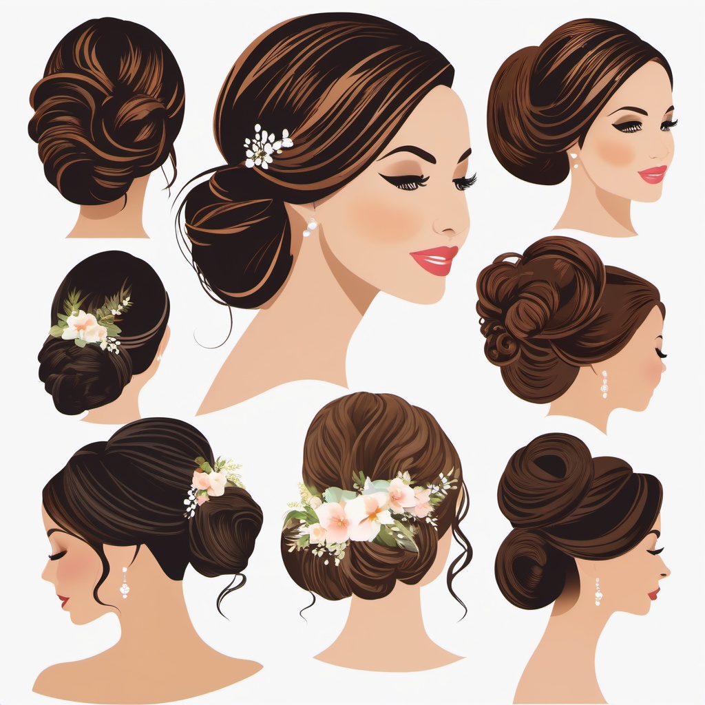 Wedding Hairstyle clipart - Bridal hairstyle for the big day, ,vector color clipart,minimal