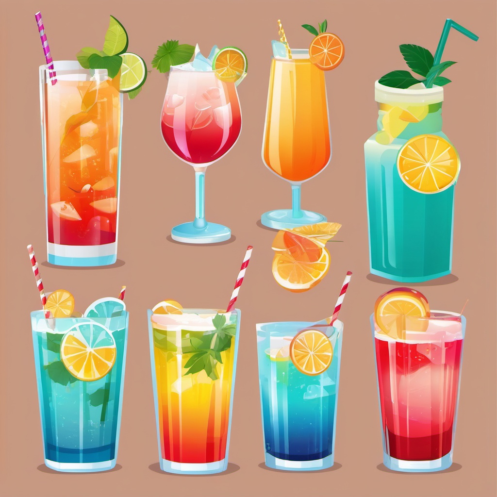 Beach Drinks clipart - Refreshing drinks at the beach, ,vector color clipart,minimal