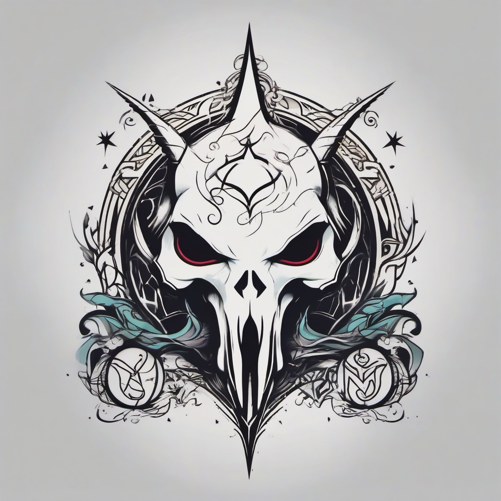 Ghost Type Tattoo-Mystical design, connection to the supernatural world of Pokémon.  simple vector color tattoo