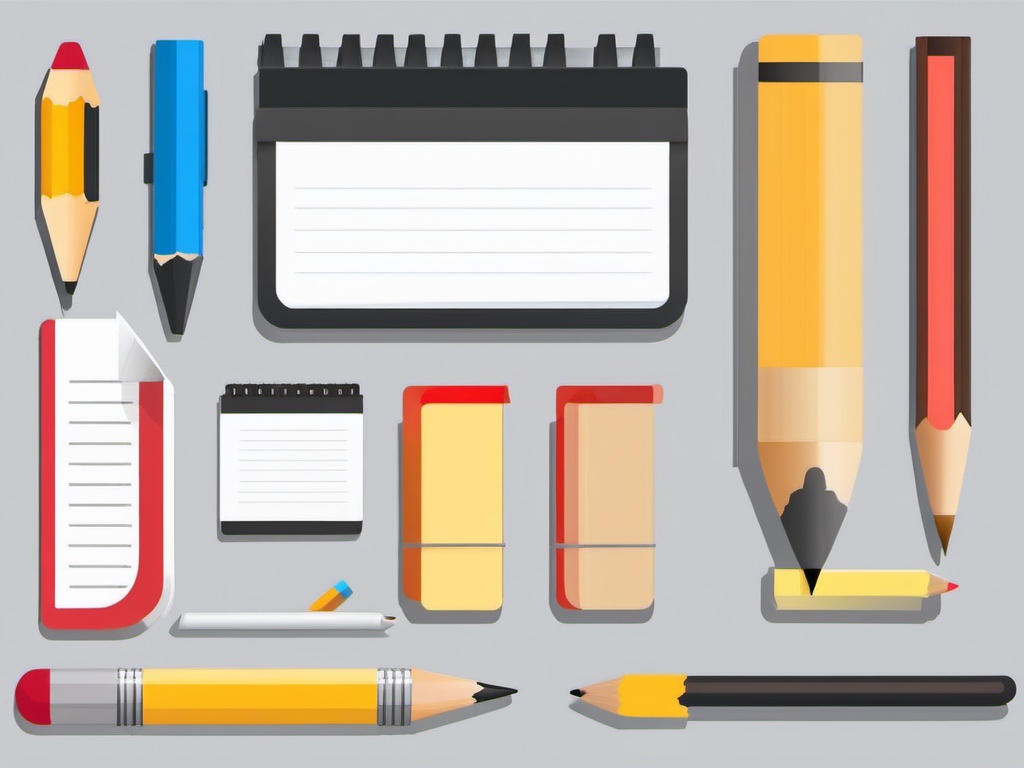 Pencil and Notepad Icon - Pencil and notepad icon for writing and notes,  color vector clipart, minimal style