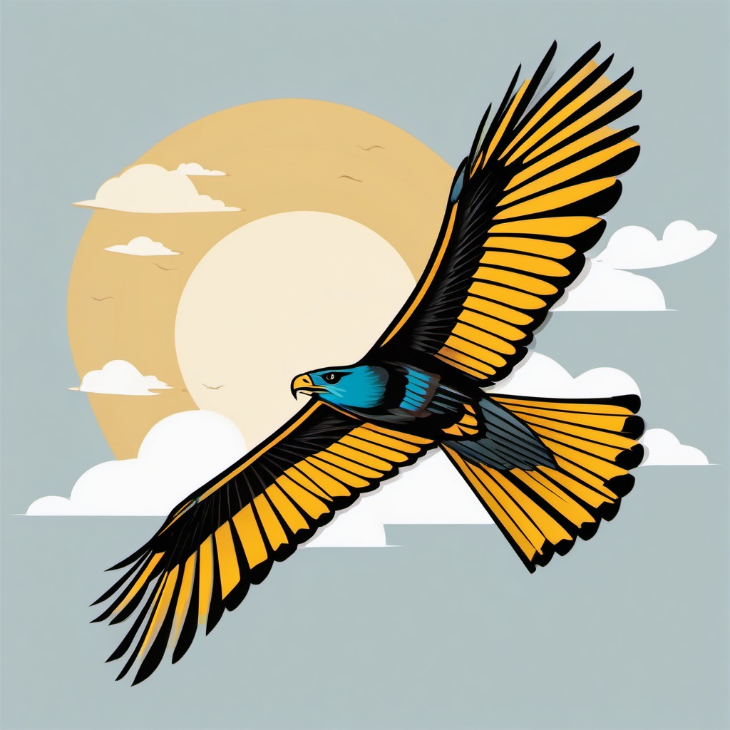 Kite clipart - Bird of prey with a forked tail soaring in the sky, ,color clipart vector style