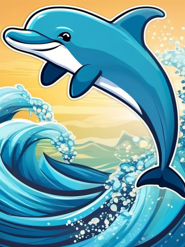 Dolphin cartoon - friendly ocean acrobat  cartoon sticker style