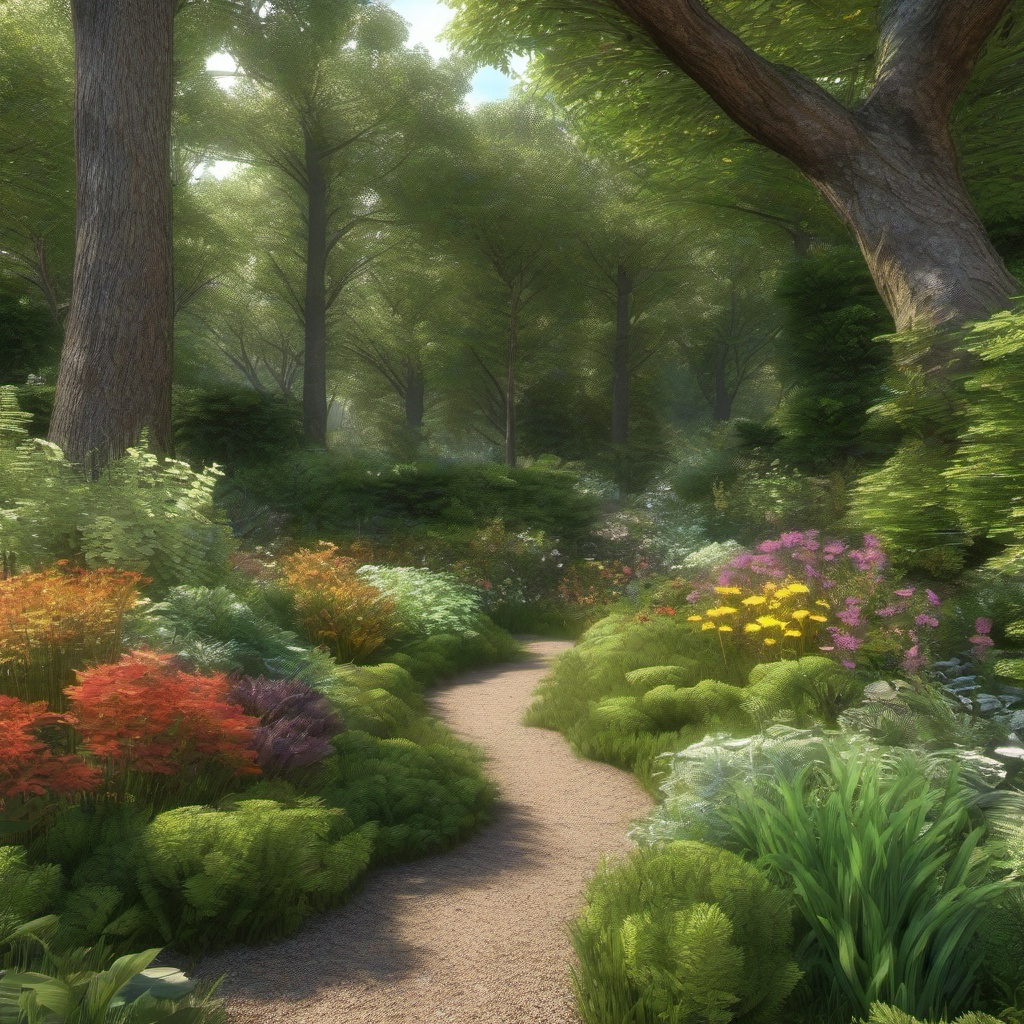 Woodland Forest Oasis - Transform your garden into a peaceful woodland forest. multicoloured, photo realistic, hyper detail, high resolution