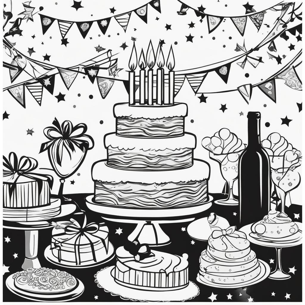 birthday clipart black and white - marking a special occasion. 