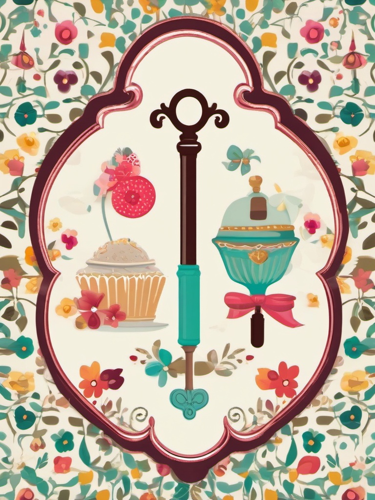 Key clipart - key in a whimsical setting  clipart