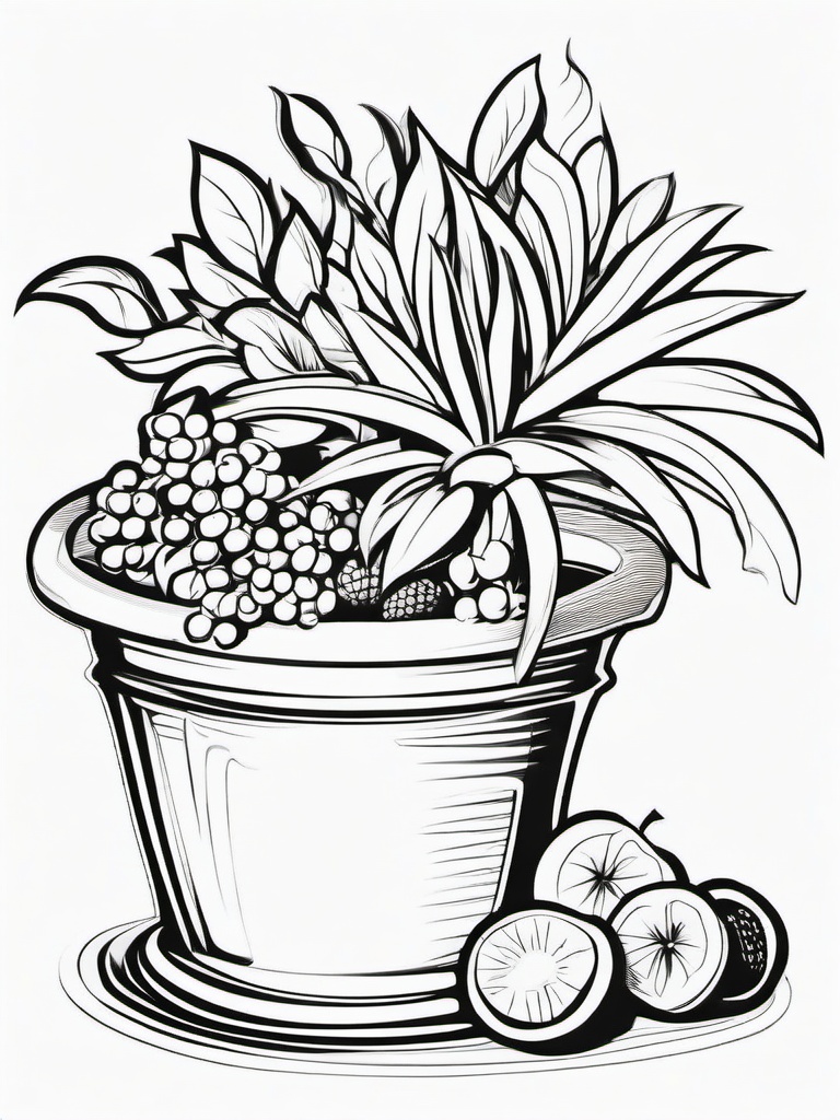 Plant Coloring Pages - Plant with fruits  simple coloring pages