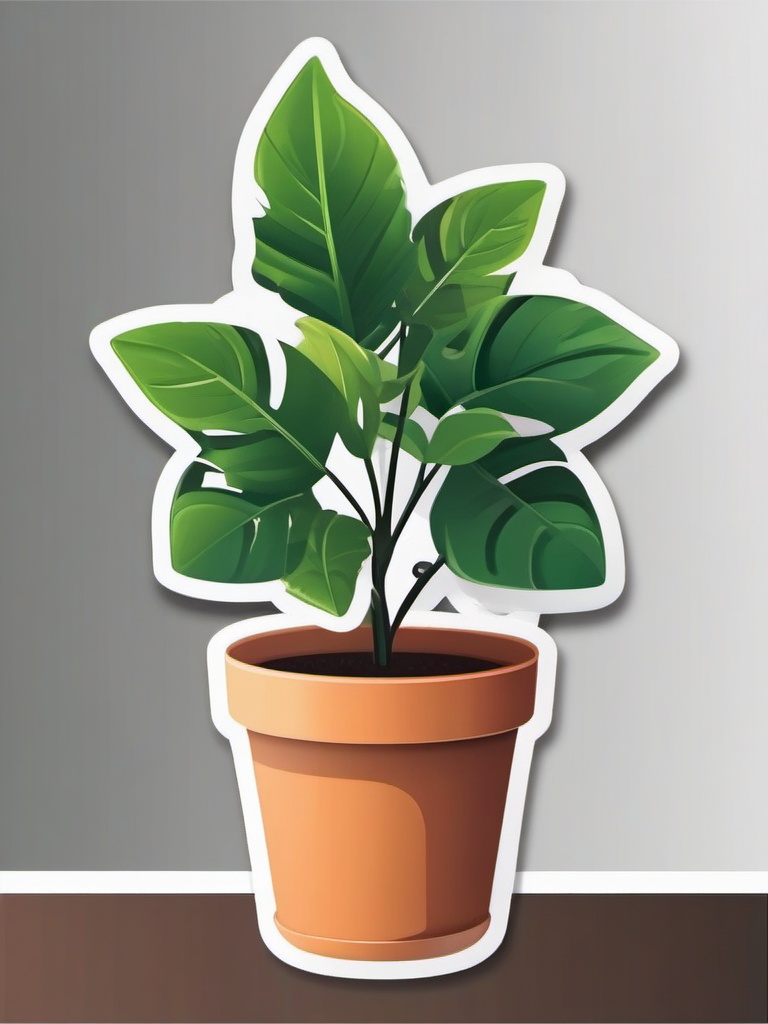 Potted Plant Emoji Sticker - Indoor greenery, , sticker vector art, minimalist design