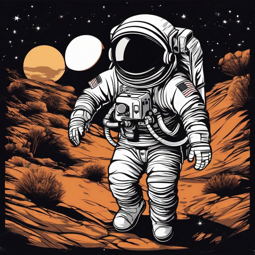 Astronaut clipart - cartoon astronaut exploring  clipart