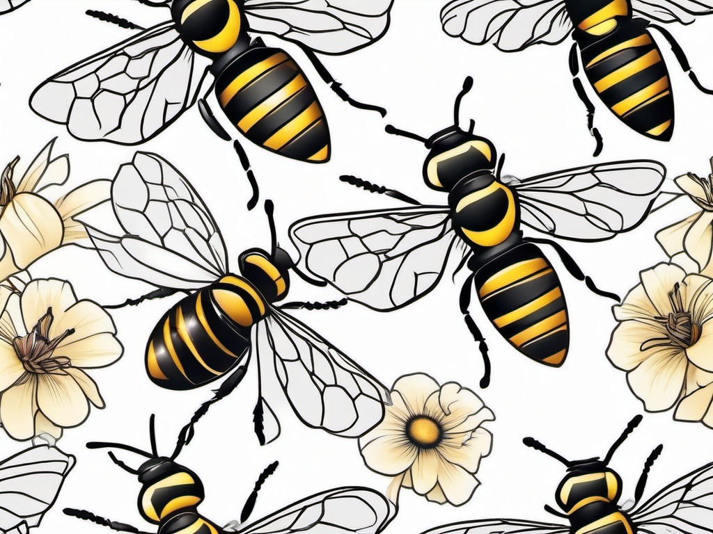 realistic honey bee tattoo  vector tattoo design