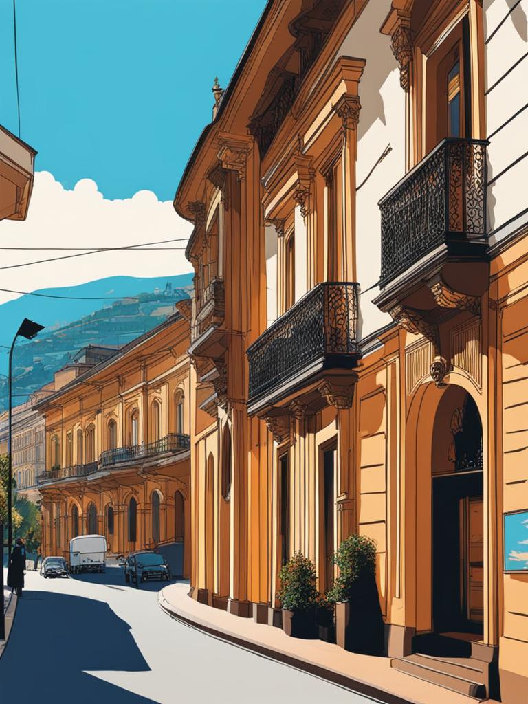 tbilisi, georgia - illustrate the historic streets of tbilisi, with its charming architecture and vibrant nightlife. 