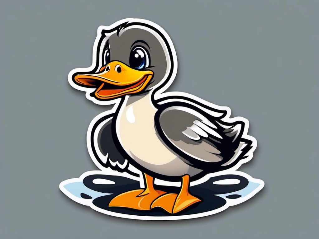 Duck cartoon - waddling, quacking waterfowl  cartoon sticker style