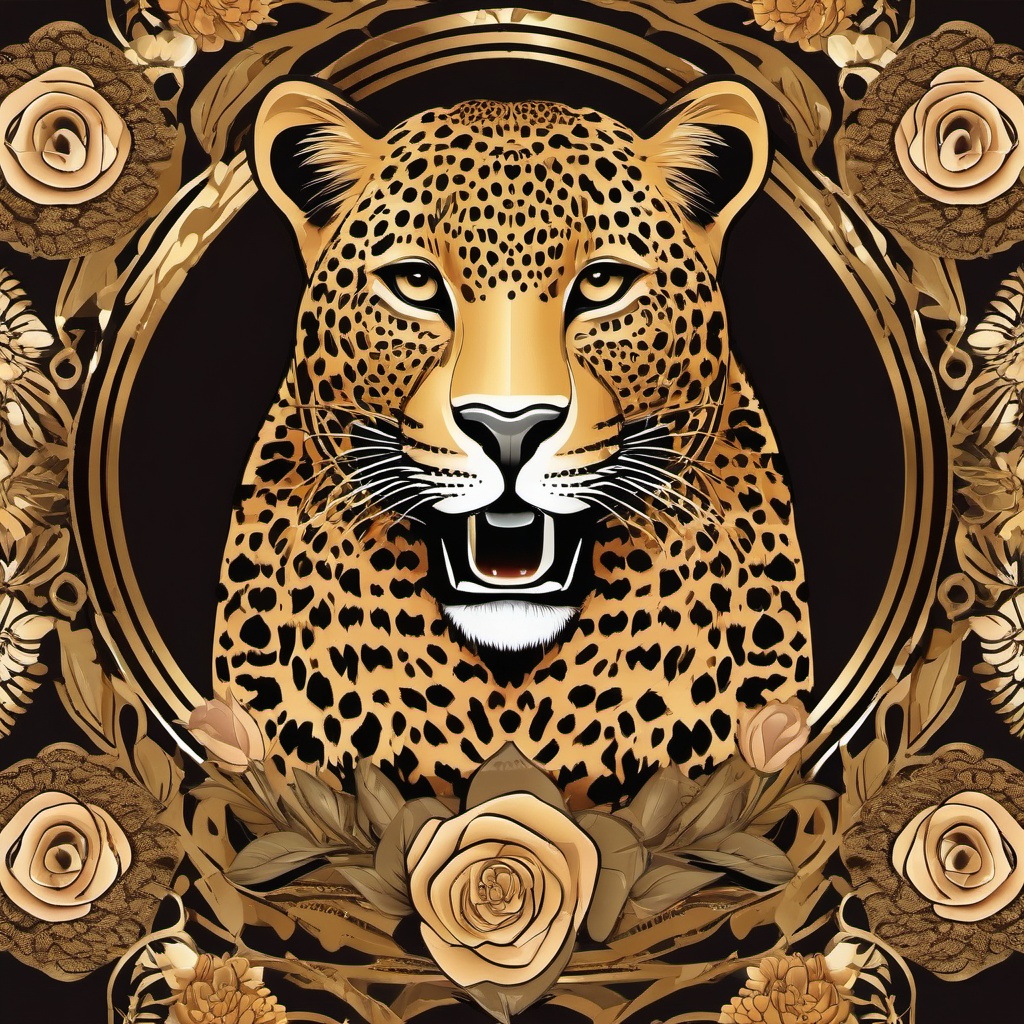 Leopard clipart - Agile big cat with striking rosette patterns, ,color clipart vector style