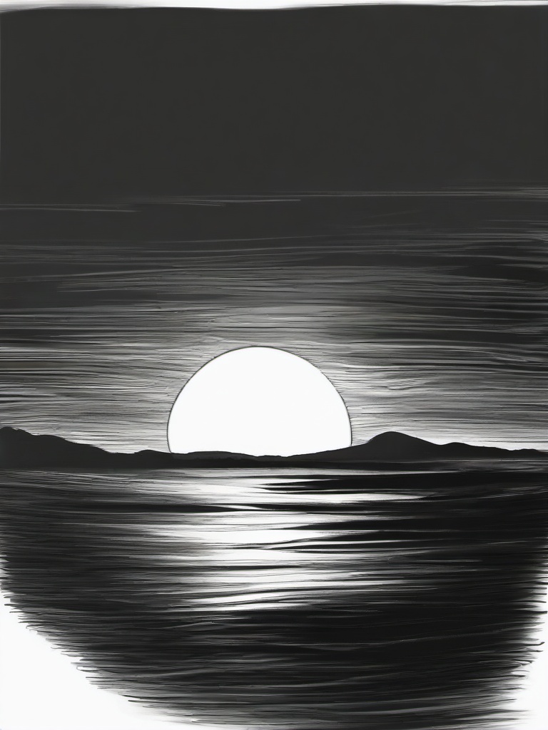 pencil sketch of sunset  minimal rough sketch scribbles,doodles,black and white