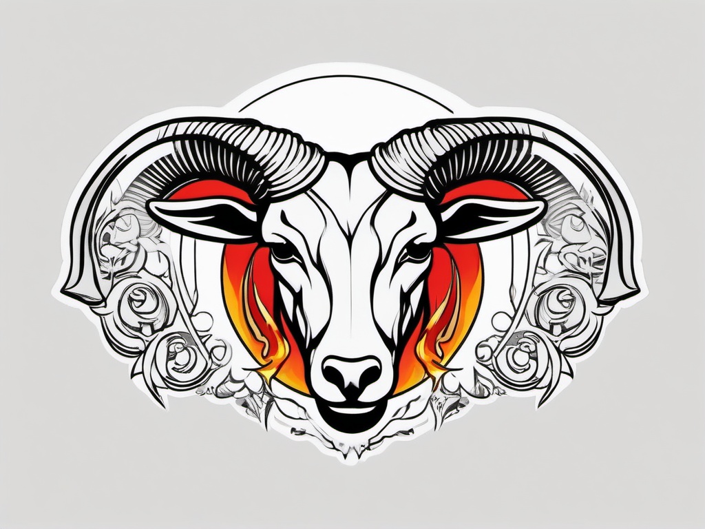 aries fire sign tattoo  simple color tattoo,white background