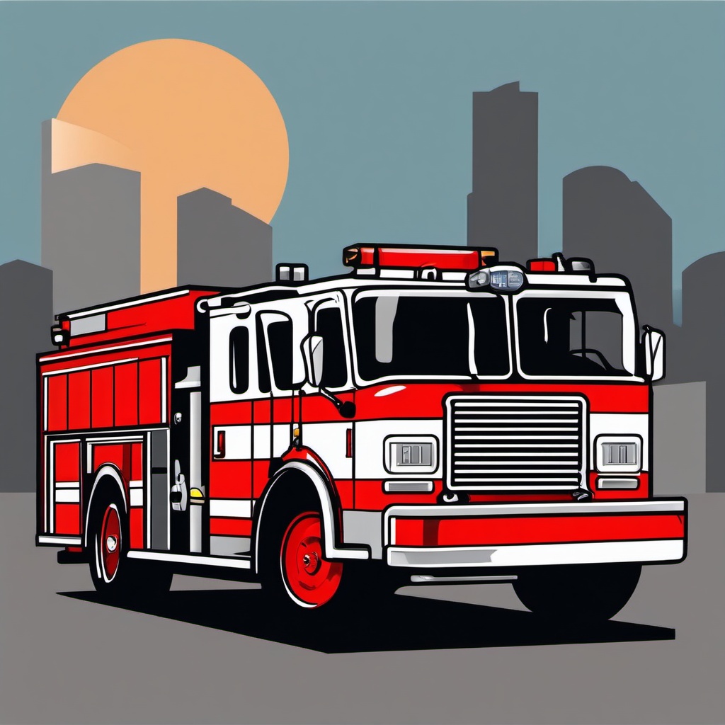 Fire Truck clipart - fire truck responding to an emergency  color,minimalist,vector clipart