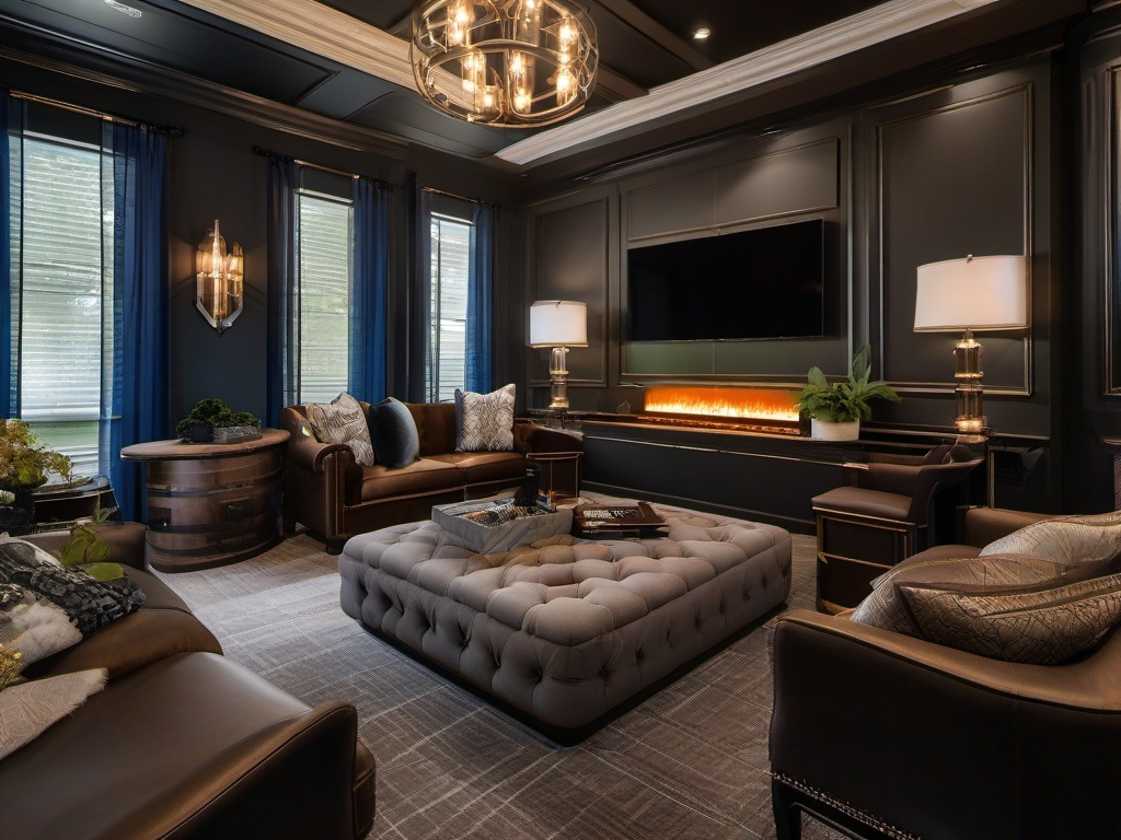 In the gamer room, Regency interior design features comfortable seating, elegant accents, and rich colors that create an immersive environment for gaming experiences.  