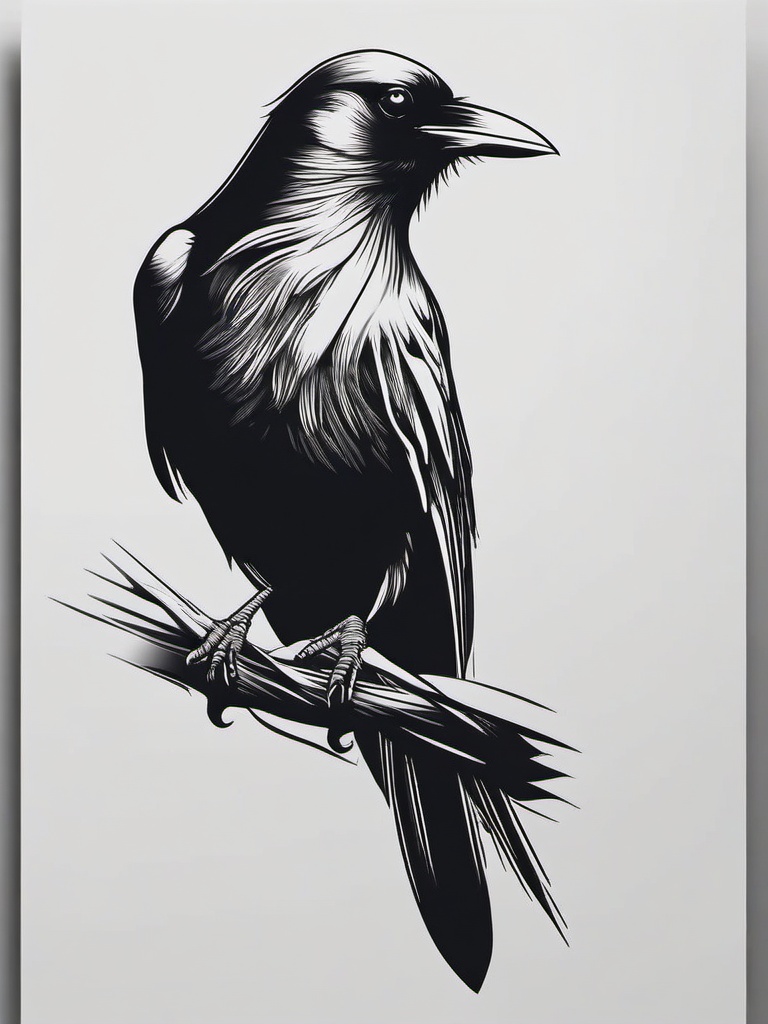 Small Crow Tattoo - Minimalist crow tattoo  minimal tattoo design, white background