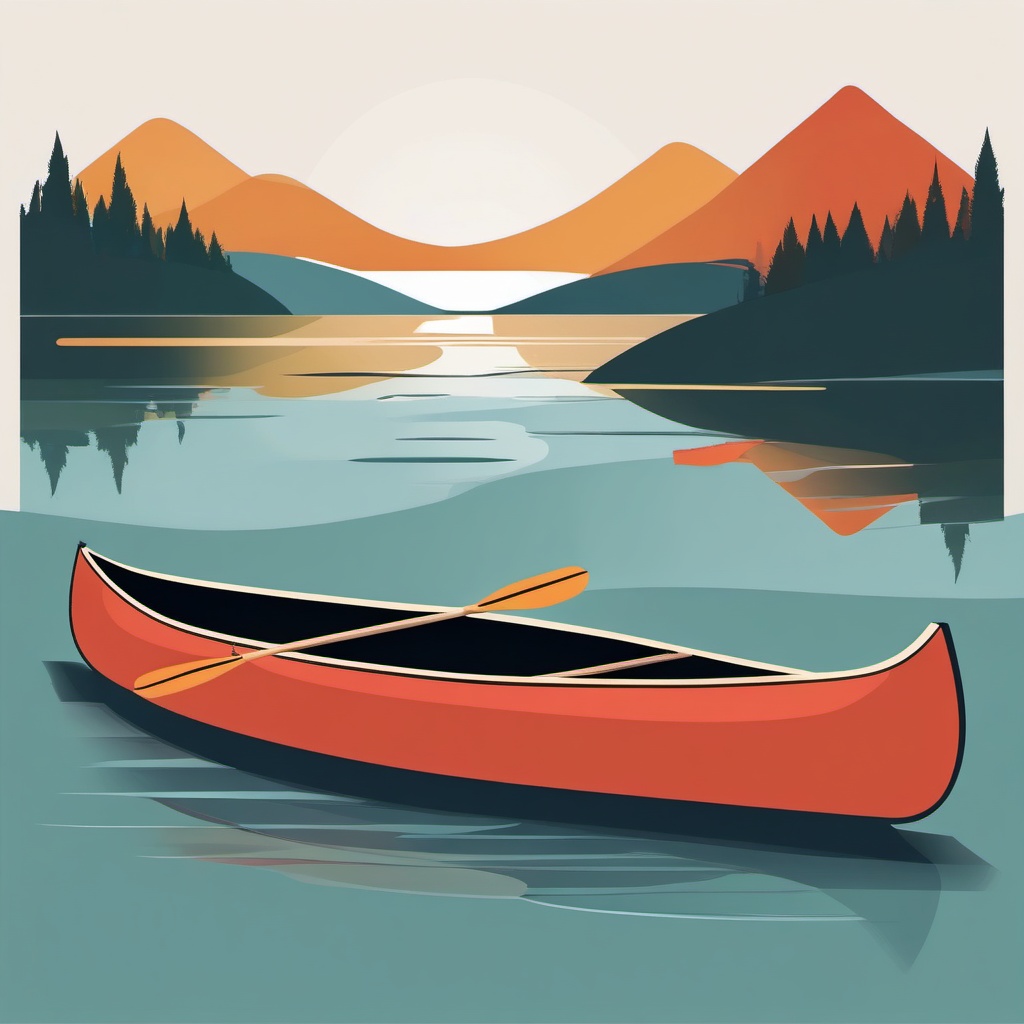 Canoe Clipart - A canoe for serene paddling.  color vector clipart, minimal style