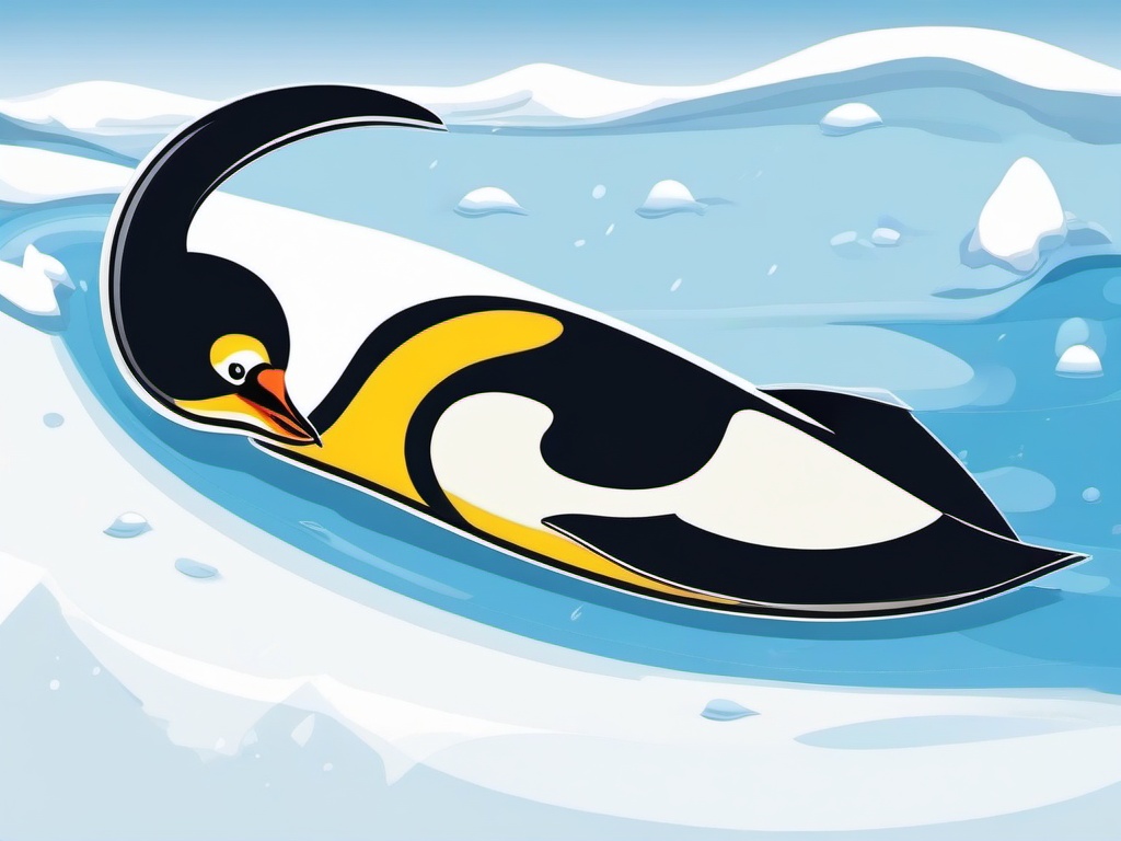 Emperor Penguin Cartoon - Cartoon of emperor penguin sliding on ice  