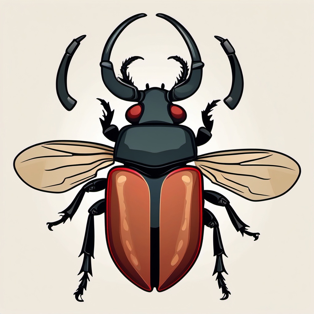 Stag Beetle Clip Art - A stag beetle with impressive mandibles,  color vector clipart, minimal style