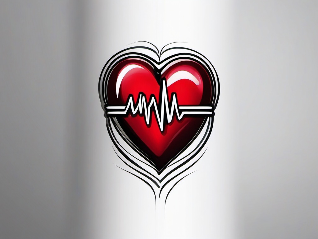 Heartbeat Memorial Tattoo - Pay tribute to a loved one with a memorial tattoo featuring a heartbeat, preserving their memory.  simple vector color tattoo,minimal,white background