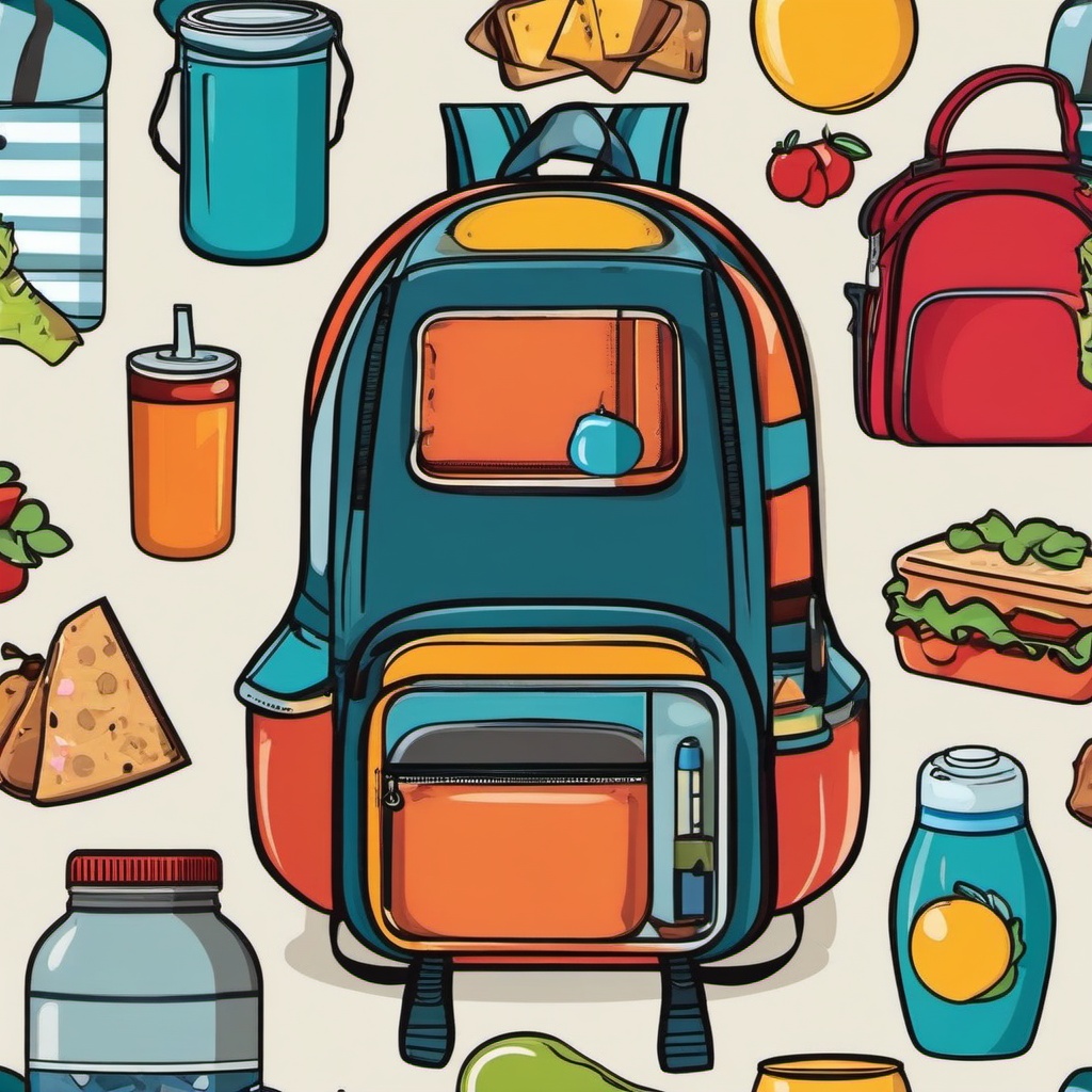 Backpack clipart - backpack with a lunchbox  clipart