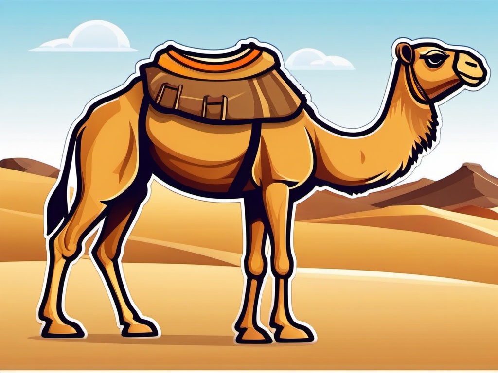 Camel cartoon - desert traveler with humps  cartoon sticker style