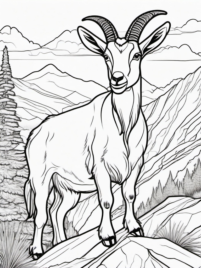 Goat Coloring Page - Mountain Climbing Grazer  black outline printable coloring page