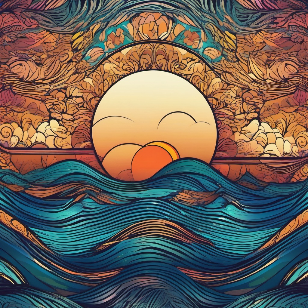 Ocean Background - Beach Sunset wallpaper, abstract art style, patterns, intricate