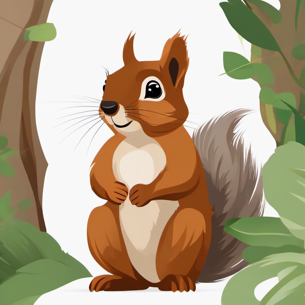 Squirrel clipart - realistic squirrel looking directly at the viewer  color,minimalist,vector clipart