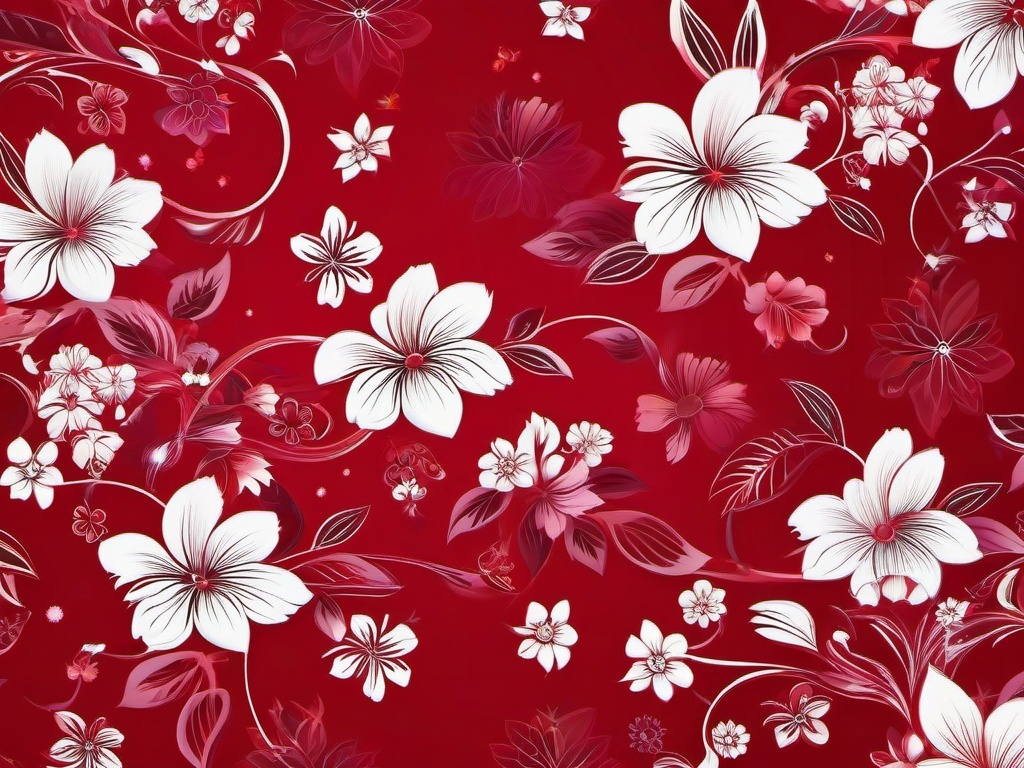 Flower Red Background - Bold red background adorned with flowers.  background wallpaper