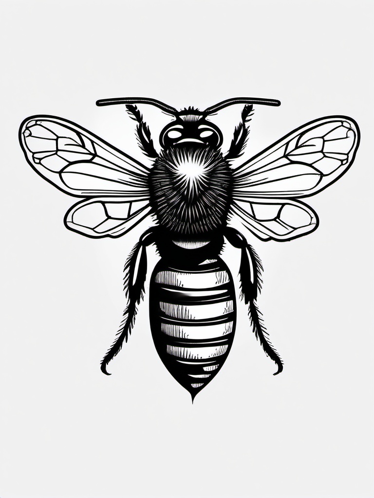 Honey Bee Tattoo Design - Customize your ink with a unique honey bee tattoo design, incorporating elements that highlight the insect's charm and significance.  simple tattoo,minimalist,white background