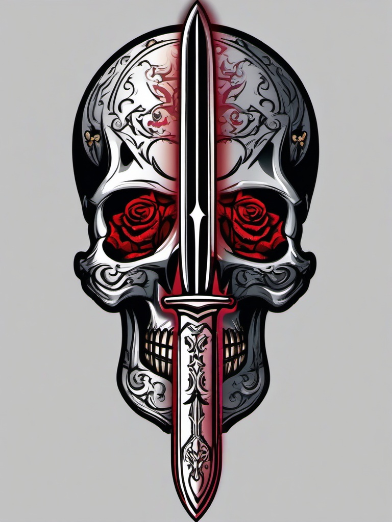 sword skull tattoo  simple vector color tattoo