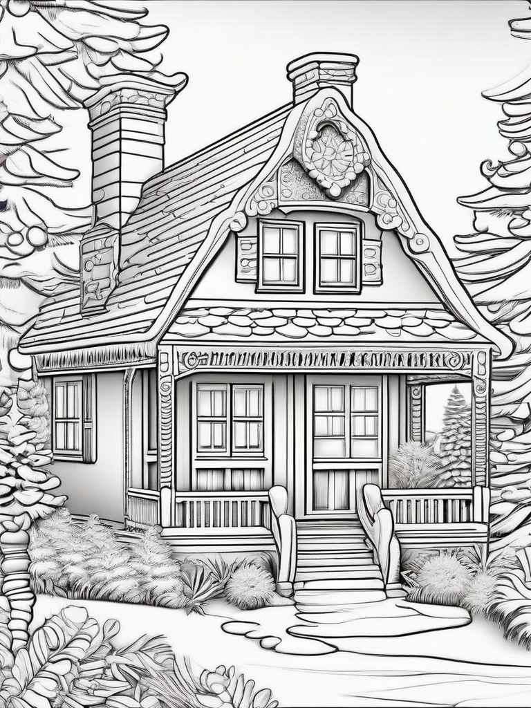 Coloring Gingerbread House  outling,coloring pages,black and whit