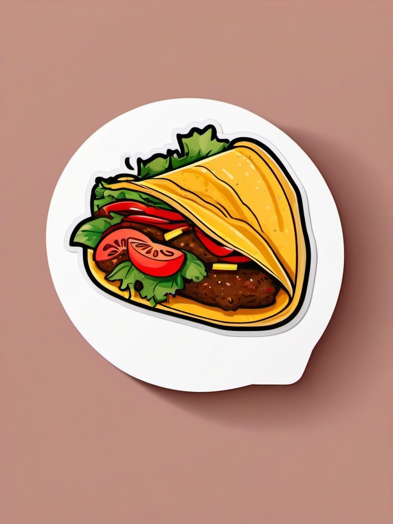 Taco Sticker - Spice up your day with a flavorful taco filled with seasoned meat and vibrant toppings, , sticker vector art, minimalist design