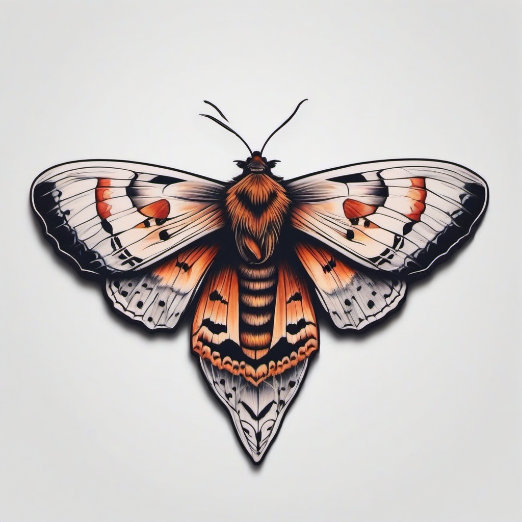 death moth butterfly tattoo  simple color tattoo, minimal, white background