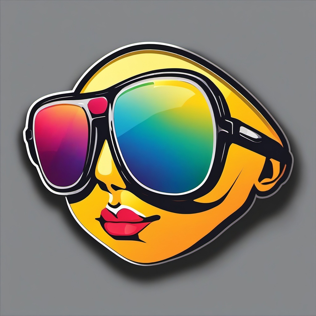 Sunglasses Reflection Sticker - Sunglasses with a reflective surface, ,vector color sticker art,minimal